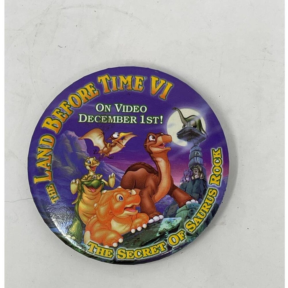 Vintage LAND Before TIME vi Kids Movie Button Pin Badge